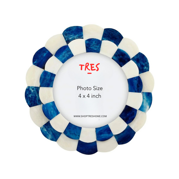 Picture Frame Scalloped Art Blue & White, 4 sizes