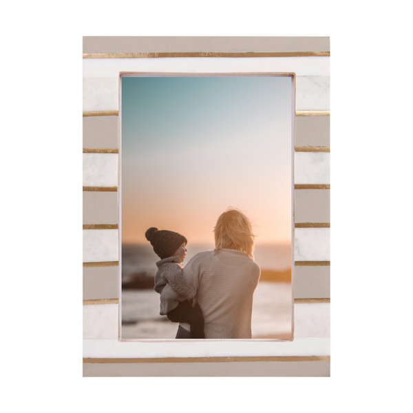 Brass Striped Photo Frame