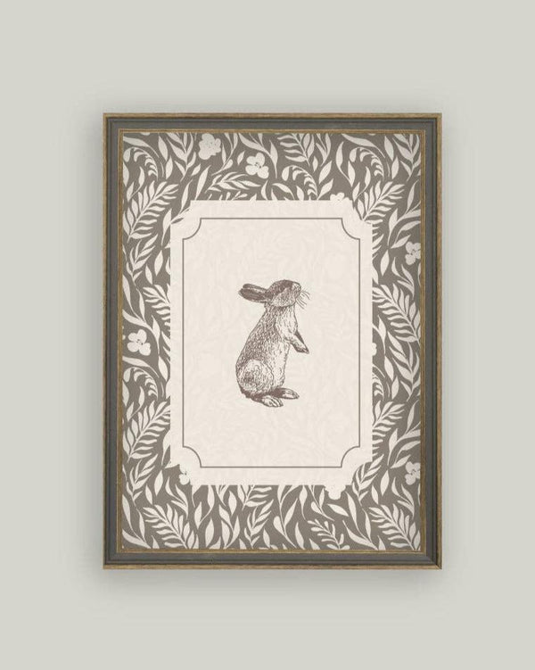 Vintage Brown Bunny Framed Art