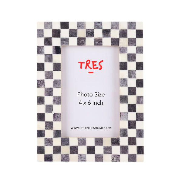Bone Checkered Photo Frame