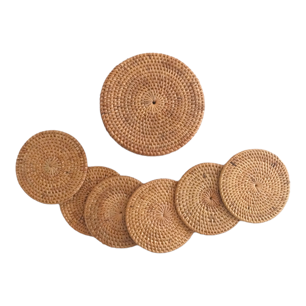 Rattan Woven Coasters 6pc