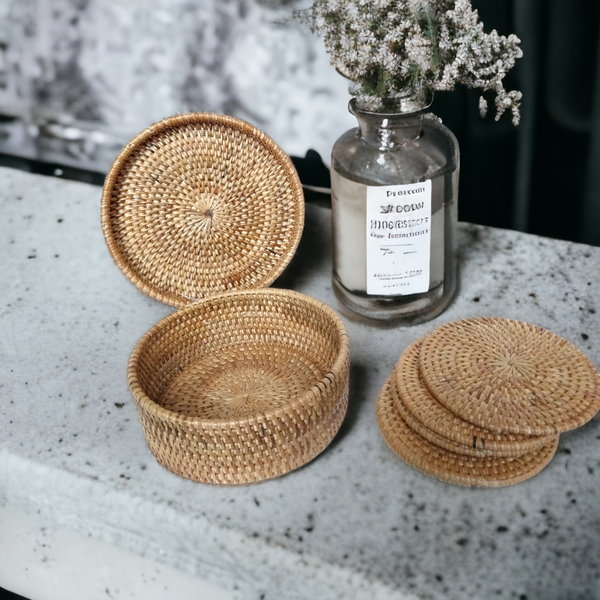 Rattan Woven Coasters 6pc