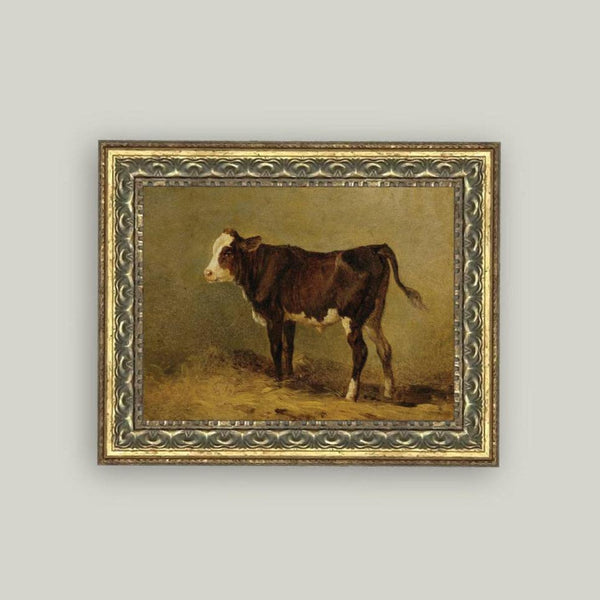 Vintage Calf Framed Antique Art