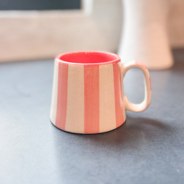 Chic Pink Stripe Coffee Mug – 6.5oz Ceramic Cup
