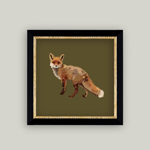 Antique Fox Art Print – Framed 8x8 Canvas Wall Decor