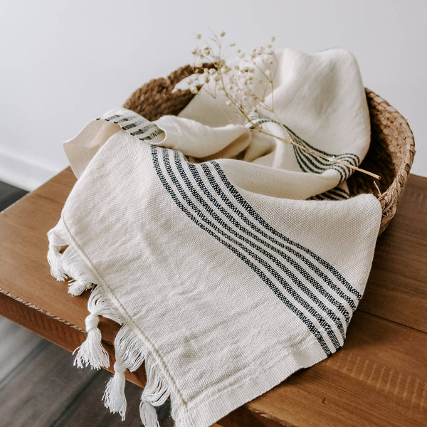 Soft Turkish Cotton Hand Towel with Stripes