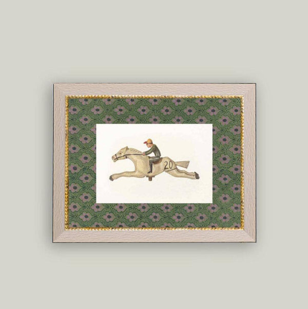 Antique Toy Race Horse Art - Framed 9x7 Vintage Decor