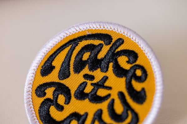 Take it Easy" Embroidered Iron-On Patch