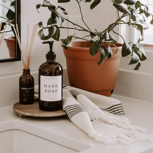 Soft Turkish Cotton Hand Towel with Stripes