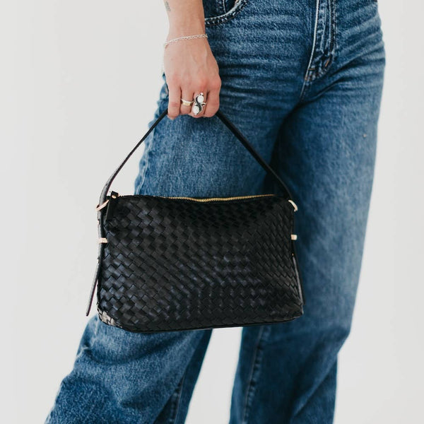 Everyday Woven Shoulder Bag: Black