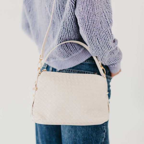 Everyday Woven Shoulder Bag: Cream