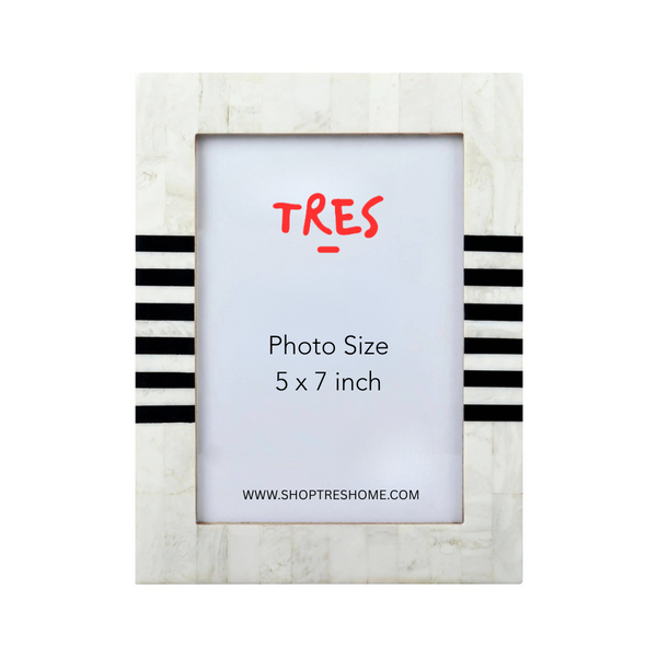 Bone Inlay Striped Photo Frame