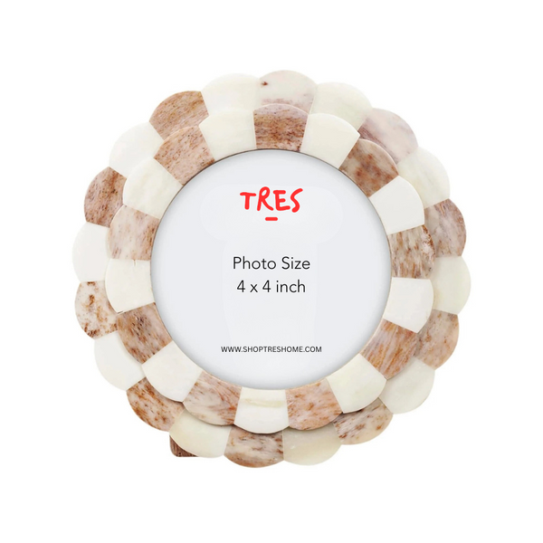 Bone Inlay Scalloped Frame - Round
