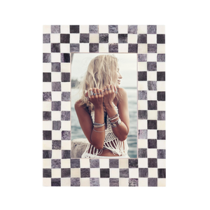 Bone Checkered Photo Frame
