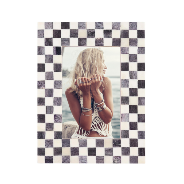 Bone Checkered Photo Frame