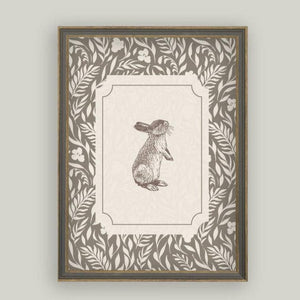 Vintage Brown Bunny Framed Art 