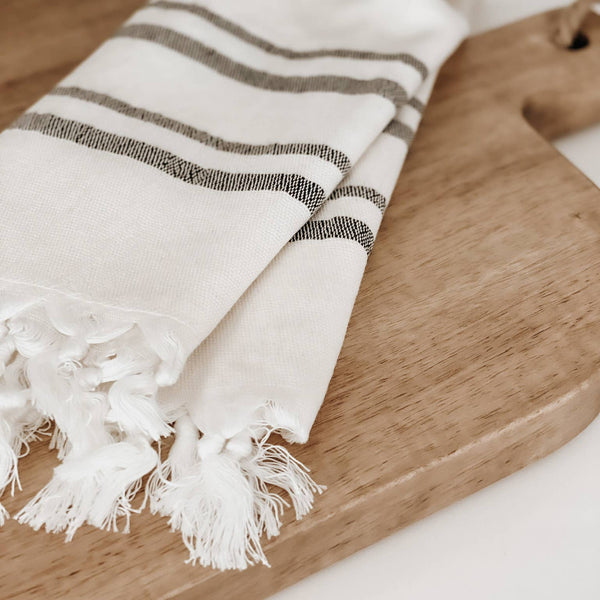 Soft Turkish Cotton Hand Towel - Double Stripes