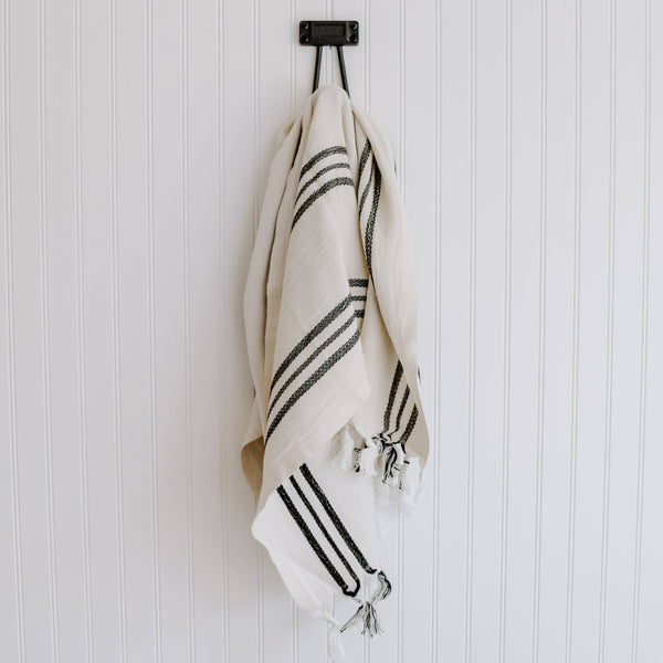 Luxurious Turkish Cotton Hand Towel with Triple Stripes