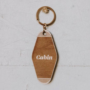 Vintage Cabin Keychain - Retro Motel Key Ring