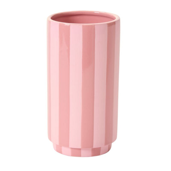 Pink Striped Tall Vase