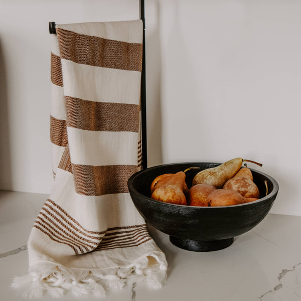 Soft Turkish Cotton Hand Towel - Neutral Stripe 