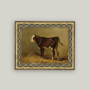 Vintage Calf Framed Antique Art 