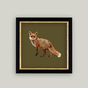 Antique Fox Art Print – Framed 8x8 Canvas Wall Decor