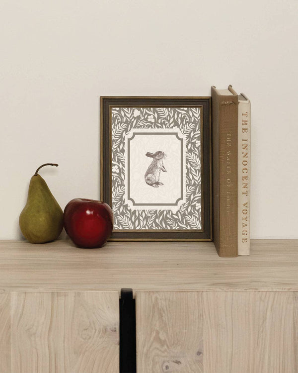 Vintage Brown Bunny Framed Art 