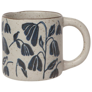 Handcrafted Stoneware Mug with Floral Design – 12 oz