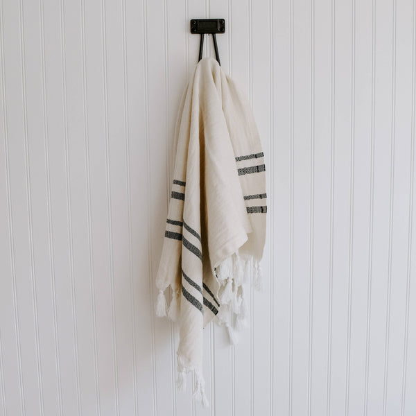 Soft Turkish Cotton Hand Towel - Double Stripes