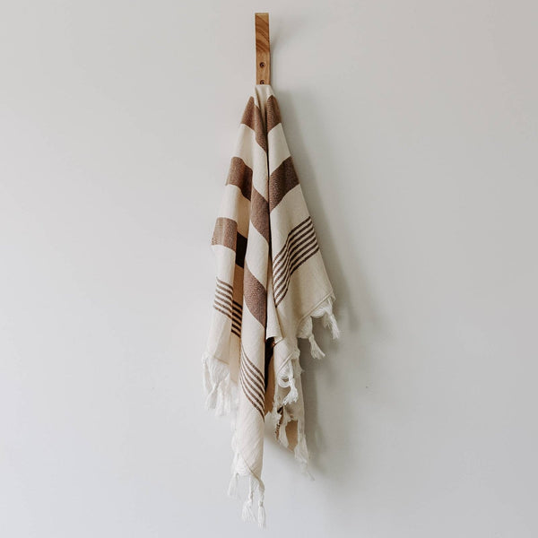 Soft Turkish Cotton Hand Towel - Neutral Stripe 