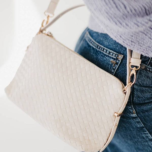 Everyday Woven Shoulder Bag: Cream