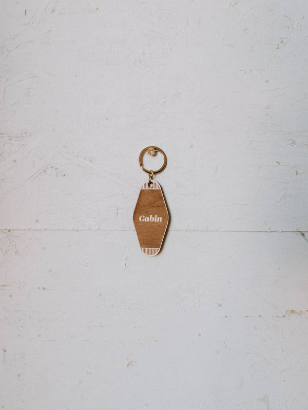 Vintage Cabin Keychain - Retro Motel Key Ring